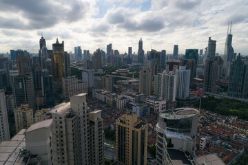 Fototapeta premium Shanghai city in China aerial drone photo