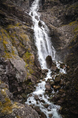 Stigfossen waterfalls by the road Trollstigen.