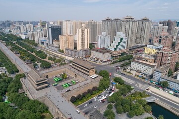 Naklejka premium Xian old town in China aerial drone photo