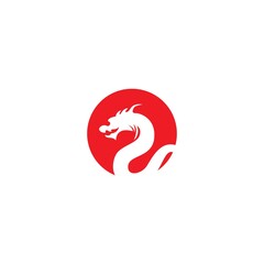 Head dragon flat color logo template vector design