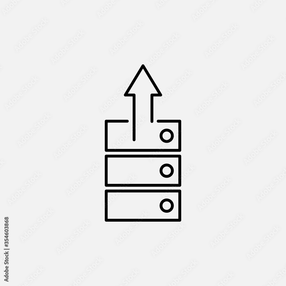 Poster database line icon. server and storage, hosting symbol. logo. outline design editable stroke. for yu