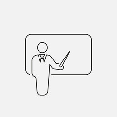 The teacher icon. Training and presentation, seminar, learning symbol. logo. Outline design editable stroke. For yuor design. Stock - Vector illustration.