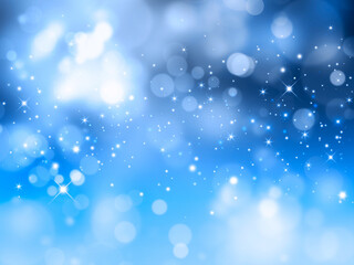 Blue background blur, holiday wallpaper. Shiny festive illustration	