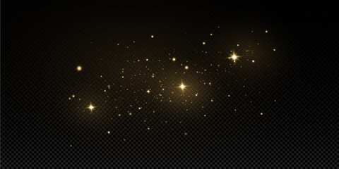 Glow light effect.  Vector sparkles on a transparent background. Christmas light effect. Sparkling magical dust particles.The dust sparks and golden stars shine with special light. © blagorodez