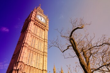 Fototapeta na wymiar Big Ben, London. Filtered colors style.