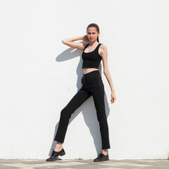 Young woman in black dress