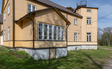 old wooden building in estonia europe