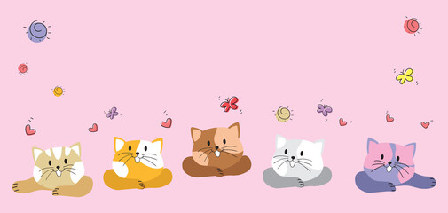 Cute Cartoon Cat doodle and flat design. - 354606450