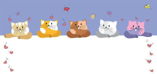 Cute Cartoon Cat doodle and flat design. - 354606457