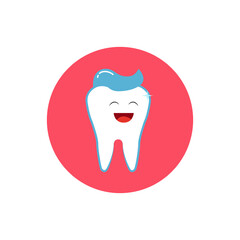 Happy Tooth Character - Vector Flat Illustration