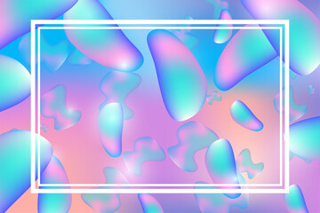 Holographic neon gradient background design. Abstract liquid shapes and fluid background. Cool background design for posters. Vector illustration.