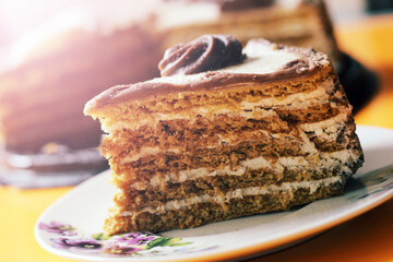 Piece of chocolate cake, dessert