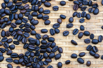 coffee bean on bamboo wicker