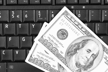 Online business. Black and white vintage style.