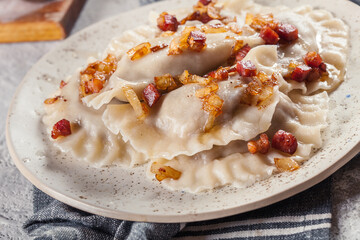 Dumplings stuffed with meat or cabbage and mushroom or cheese