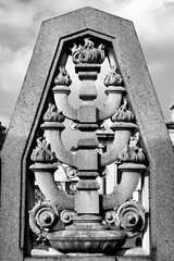 Menorah Jewish symbol. Black and white vintage style.