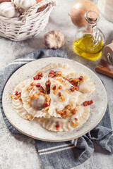 Dumplings stuffed with meat or cabbage and mushroom or cheese