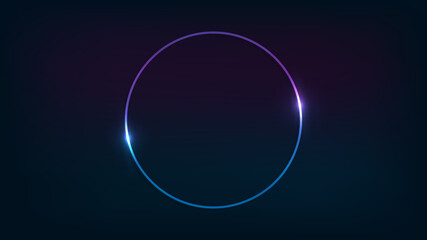 Neon circle frame with shining effects 