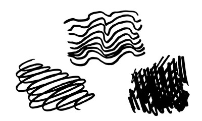 Vector freehand scribble collection isolated on white background. Hand drawn abstract illustration. Texture of writing materials. Handwritten doodles and pencil strokes