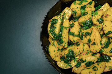 Potatoes on a black background