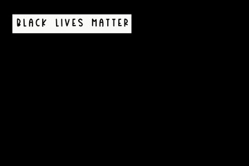 Black Lives Matter text in the frame, white letters as slogan on poster on black background