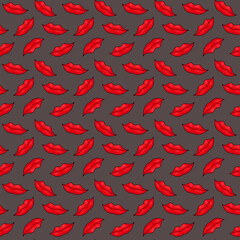  Seamless background for design. Lips, mouth, kiss, smile. Present wrapping paper Color illustration. Women's beautiful lips. Textile seamless pattern. Print for clothes.