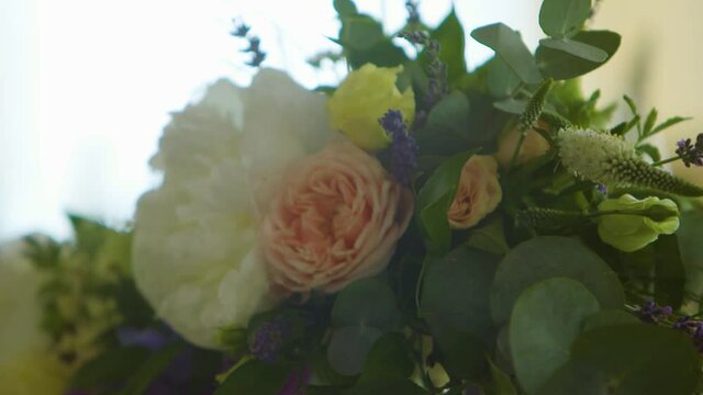 Slow motion flower arrangement. Prom, date, wedding, proposal, graduation