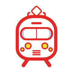 Vector illustration of Train icon for web, mobile and infographic. Modern flat design. Vector light red line stroke icon on white background. - Vector