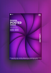 Fototapeta premium Modern poster design with 3D effect and liquid waves, designed in A4 format with violet gradient, deep hollow, funnel effect, for flyers, labels, books etc. Trendy concept and layout. Eps 10 vector