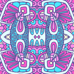 Vector seamless pattern flower colorful mexican art