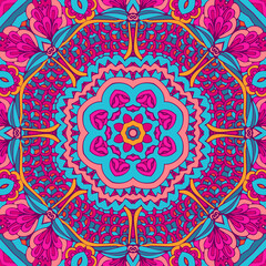 Floral ethnic tribal festive pattern for fabric. Abstract geometric colorful seamless pattern ornamental. Mexican design