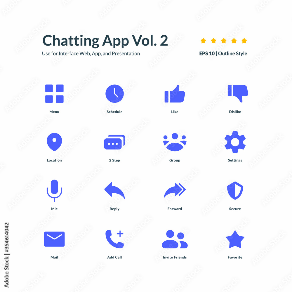 Poster chat icon set interface app part 2 vector graphic design illustration
