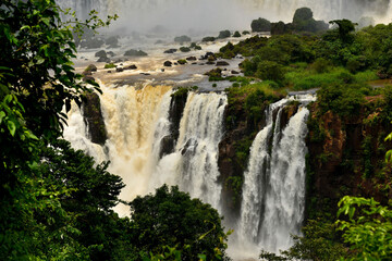 Naklejka premium View of Iguazu Waterfalls in Foz Do Iguazu, Brazil 