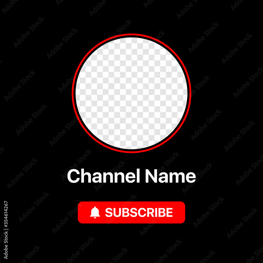 Poster youtube profile icon interface. subscribe button. channel name. transparent placeholder. put your ph