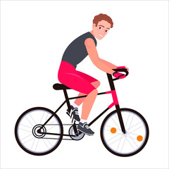 Obraz na płótnie Canvas Young man drives a bike