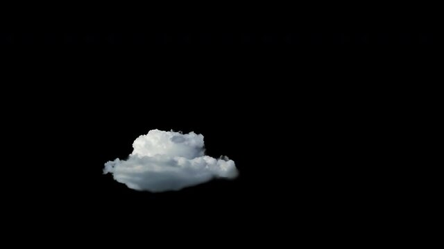 Beautiful timelapse of moving clouds on black screen, real shot, isolated on alpha channel premultiplied with black and white matte, perfect for digital composition, cinema, motion design.