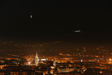 Night cityscape of the city at the north of Spain in Asturias
