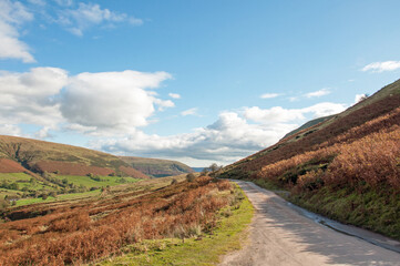 Country road in the Welsh hills in the summertime