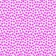 Seamless pattern with hearts. Pink hearts confetti on light pink backgrounds. Love texture. Cute symbols of St. Valentine, love and marriage for your design. Vector Illustration.