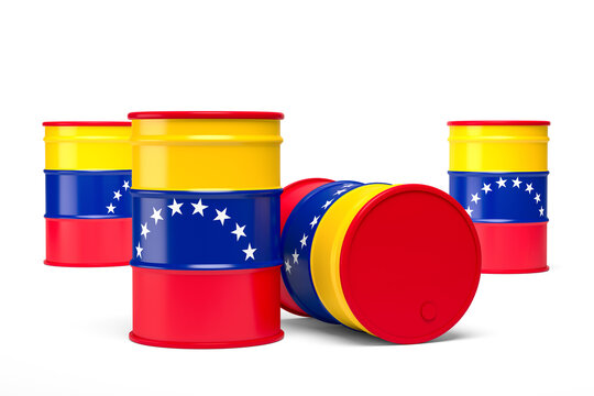 Venezuela oil barrels isolated on white background. 3d illustration