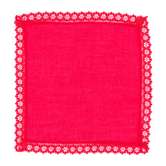 red fabric doily