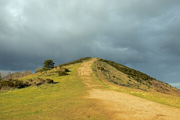 Malvern hills on a stormy day
