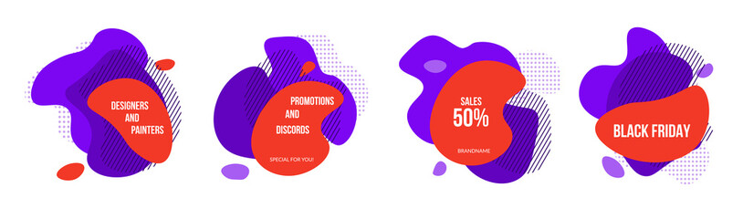 Set of Abstract Modern Graphic Elements. Dynamic Color Shapes and Lines. Abstract Gradient Banners with Flowing Liquid Shapes. Vector
