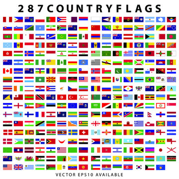 285 plus world country flags. country flags flat icon collection with vector file. 