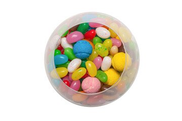 Colorful jelly beans isolated on white.