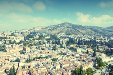Fototapeta na wymiar Granada city, Spain. Retro filter toned color image.