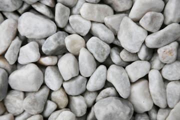 White marble pebbles full frame background