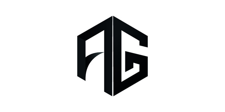 AG initial 3d letter logo polygone shape vector design