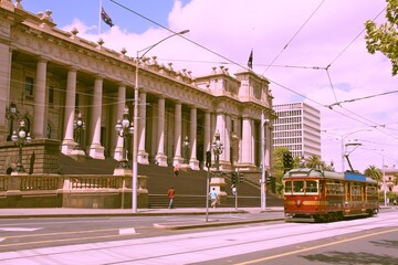 Melbourne, Australia - Parliament of Victoria. Vintage filter toned color image.