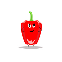 Red bell pepper cartoon character.Vector illustration in flat style.Red pepper-flat vector illustration